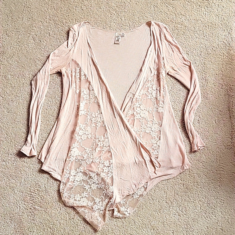 Later pink lace lightweight cardigan
